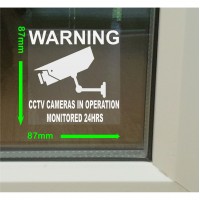 6 x Window Stickers-Monitored by CCTV Video Recording Camera In Operation-24hr Monitoring Security Warning Stickers-Self Adhesive Vinyl Sign 